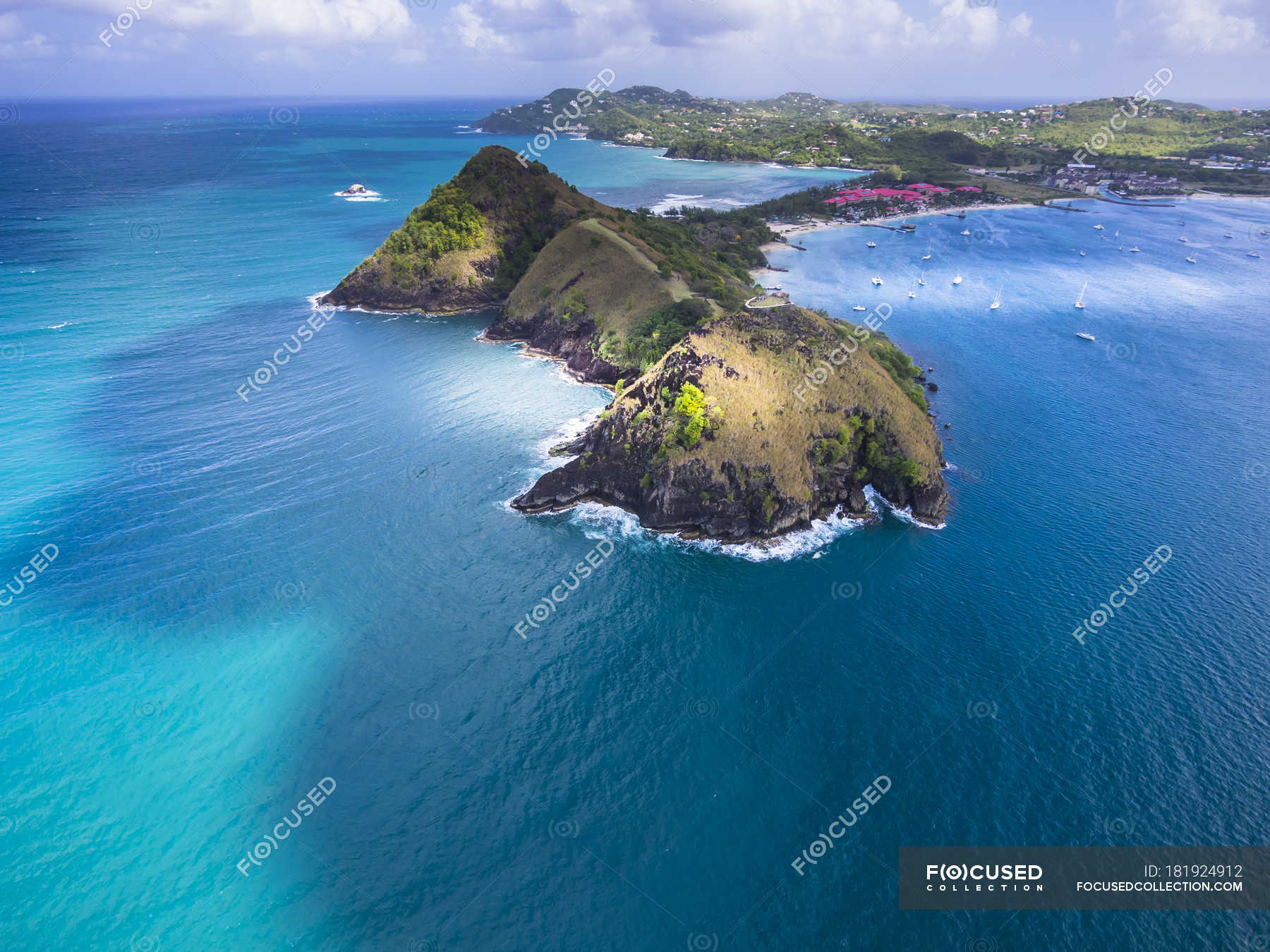 Aerial View Of Pigeon Island National Park And Fort Rodney Cap Estate