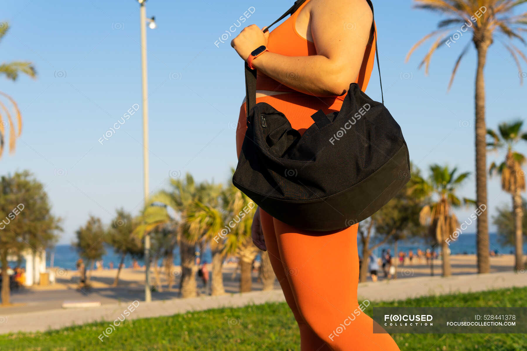 Side View Of Crop Unrecognizable Sportswoman With Curvy Body In Active