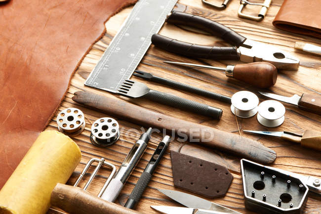 Leather crafting tools — Stock Photo