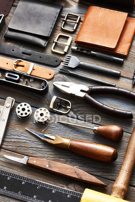 Leather crafting tools — Stock Photo