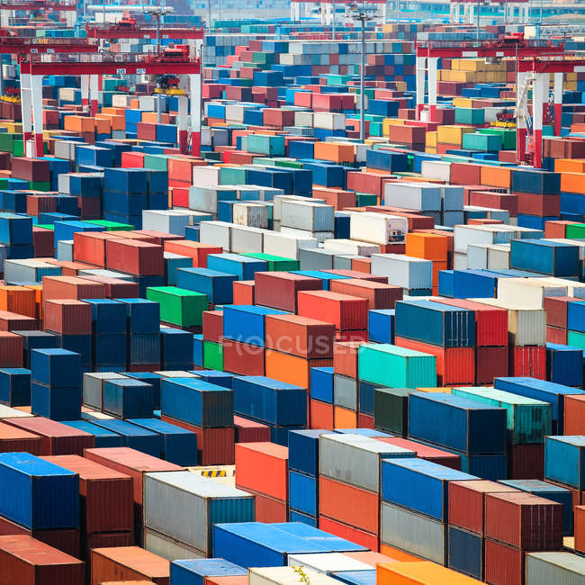 Shipping containers in port — Stock Photo