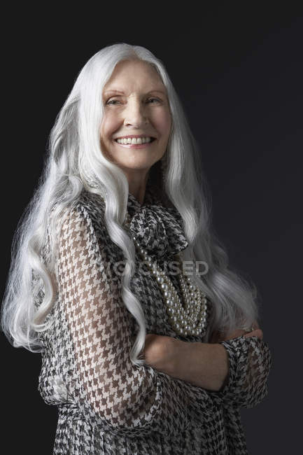 Senior capelli grigi Donna — Foto stock