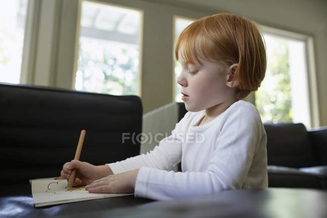 Ragazza che disegna con pastello — Foto stock