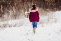 Ходячая девушка в один зимний день — стоковое фото