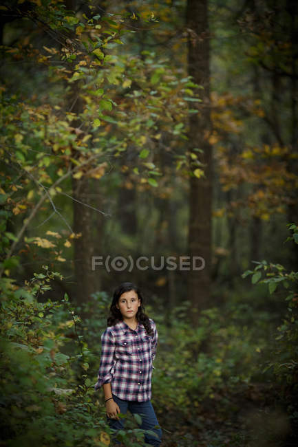 Adolescente chica en el bosque - foto de stock