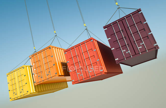 Four shipping containers — Stock Photo