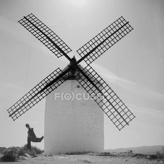 Landscape of windmills village — Stock Photo