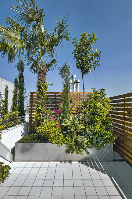 Modern terrace with wood floor — Stock Photo