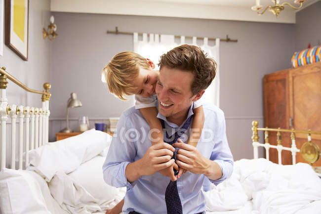 Son Hugging Father — Stock Photo