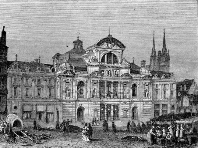 New Theatre of Angers, vintage engraving. — Stock Photo