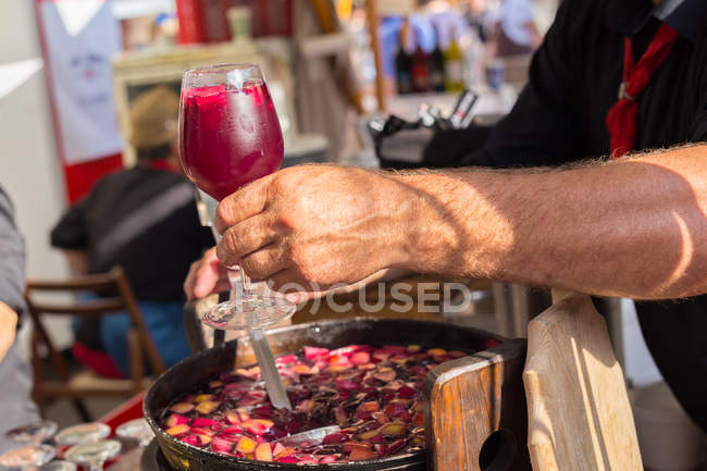 Refreshing sangria served on food stall. — Stock Photo