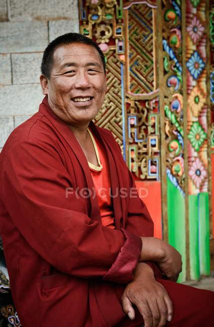 Tibetan-Buddhist monk near Garze — Stock Photo