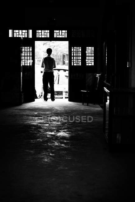 Homem de pé nas portas — Fotografia de Stock