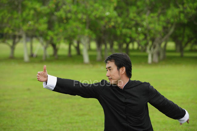 Homem praticando tai chi — Fotografia de Stock
