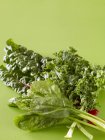 Mixed Fresh Greens on green background — Stock Photo
