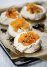 Pavlova with clementines dessert — Stock Photo