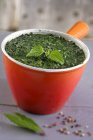 Closeup view of softening nettles in bowl — Stock Photo