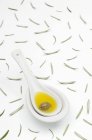 Spoon of olive oil — Stock Photo