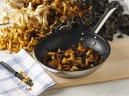 Vue rapprochée des champignons sauvages frais et frits — Photo de stock