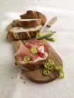 Open sandwich with ham — Stock Photo