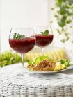 Chicken Satay and glasses — Stock Photo