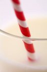 Glass of milk with a straw — Stock Photo