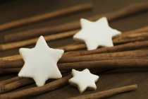 Cinnamon stars with sticks — Stock Photo