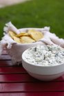 Artichoke Dip and Chips — Stock Photo