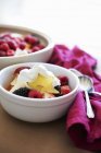Bowls of Mixed Fruits with Yogurt — Stock Photo