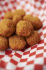 Fried Okra Balls on a Checkered Napkin — Stock Photo