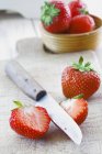 Frisch geschnittene Erdbeere — Stockfoto