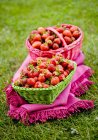 Paniers de fraises fraîchement cueillies — Photo de stock