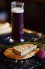 Pate on Bread with Shot of Beet Juice — Stock Photo