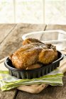 Whole roasted Chicken in Plastic Container — Stock Photo