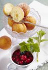 Quark balls with compote — Stock Photo