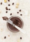 Jar of homemade chocolate spread — Stock Photo