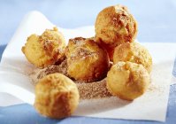Closeup view of Bullebasches deep-fried pastry balls — Stock Photo