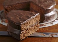 Piece of Chocolate layer cake — Stock Photo