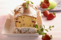 Cake with strawberries and marzipan — Stock Photo