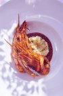 Camarão-rei com salada de batata — Fotografia de Stock