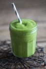 Green smoothie in jar — Stock Photo