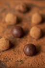 Trufas de chocolate sendo enroladas — Fotografia de Stock