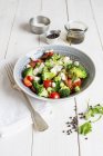 Broccoli salad with cherry tomatoes and mozzarella — Stock Photo