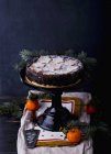 Gâteau poppyseed sur un stand de gâteau — Photo de stock