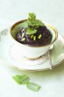 Chocolate mousse with mint — Stock Photo