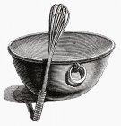 Illustration of mixing bowl with whisk on white background — Stock Photo