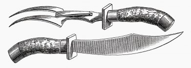 Ilustración de cuchillo de talla y tenedor sobre fondo blanco - foto de stock