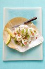 Top view of Ceviche with fish fillet, coriander and peppers — Stock Photo