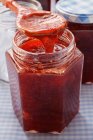 Strawberry jam in jars — Stock Photo