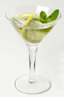 Closeup view of drink with slices of lemon and mint — Stock Photo